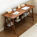 NELYE Extra Long Writing Desk with Bookshelf, 55" Wx20 Dx30 H, Walnut