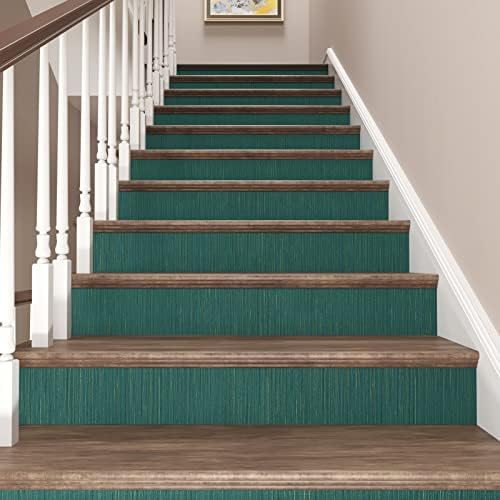CRE8TIVE Teal Green Grasscloth Wallpaper Textured Wallpaper Stick and Peel Faux Grass Cloth Contact Paper for Walls Adhesive Linen Fabric Removable Wall Paper for Bedroom Kitchen Furniture 12"x354"