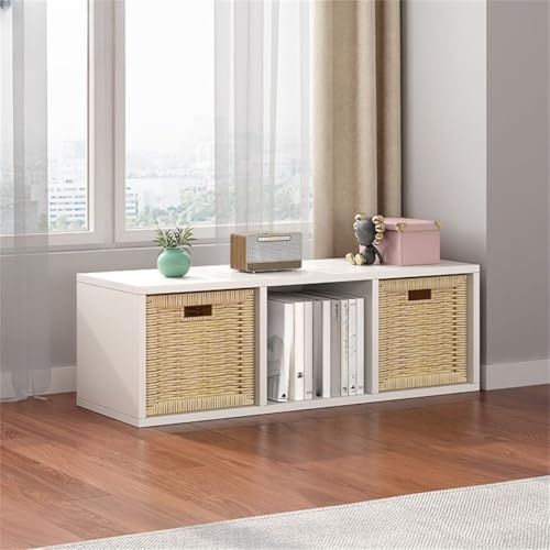 Lateral Filing Lumber Bookshelves Shelves Solid Wood Bookshelf, Floor-standing Storage Rack, Low Bookcase, Cube Storage Unit, Household TV Cabinet, Bay Window Cabinet White 38"L x 9"W x 13"H