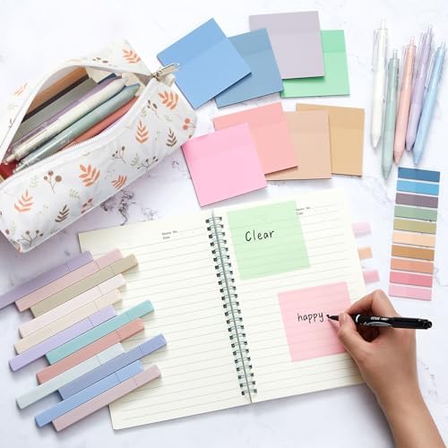 Jutom 39 Pcs Aesthetic Book Annotation Kit,Beige,Floral Style