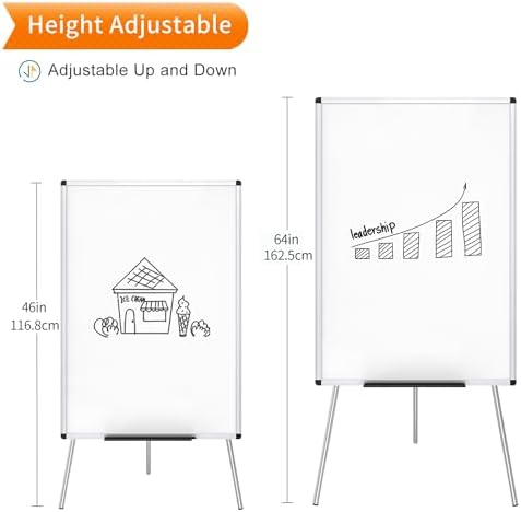 VIZ-PRO Whiteboard Easel, 36 x 24 Inches, Portable Tripod Dry Erase Board