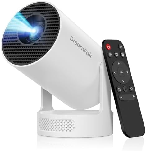 Mini Projector with WiFi and Bluetooth, Support 4K 170 ANSI Auto Keystone Correction, 5W Soundbase Speaker, 210° Rotatable Portable Projector, 25"-110" Screen Video Projector for Smartphone/Laptop