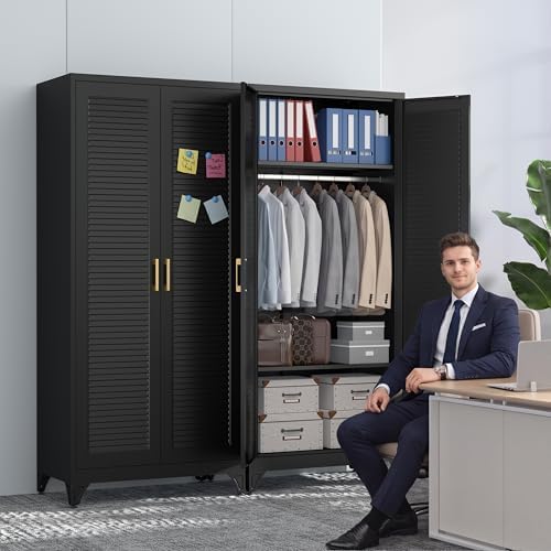 Polup 71" Tall Metal Armoire Wardrobe Closet with 2 Doors
