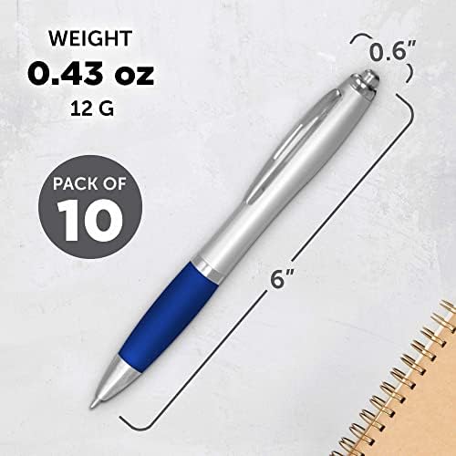 DISCOUNT PROMOS Colored Grip Gel Pens Set of 10, Bulk Pack - Great for Office, School, Business, Tradeshows, Events - Blue
