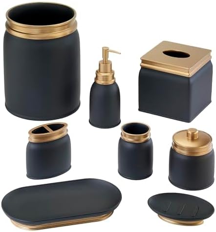 Avanti Linens - Waste Basket, Decorative Trash Can, Guest Bathroom Essentials, Modern Home Decor (Memphis Collection, Black)
