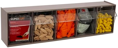 Akro-Mils TiltView Plastic Storage Cabinet with 5 Tilt Out Bins, Horizontal Plastic Parts Organizer, Teacher Toolbox, and Office Supply Organizer, 23-5/8" W x 6-1/2" H x 5-5/8" D, Mocha Raspberry
