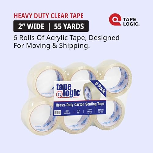 Tape Logic Acrylic Packing Tape, 2" x 55 Yards, 3.5 Mil, Clear, 6-Pack