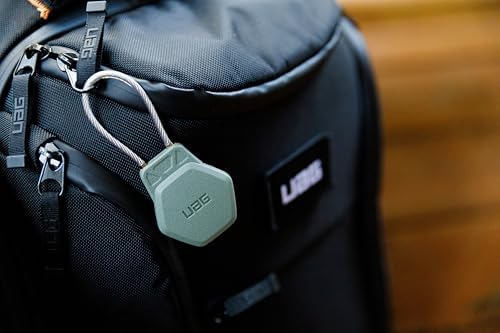 URBAN ARMOR GEAR UAG Designed for AirTag Case - Hard Shell Lock Case AirTag Holder Keychain with Wire Cable for Keys, Luggage & Bags, Anti-Lost Ultra Secure GPS Protective Cover, Civilian Olive Drab