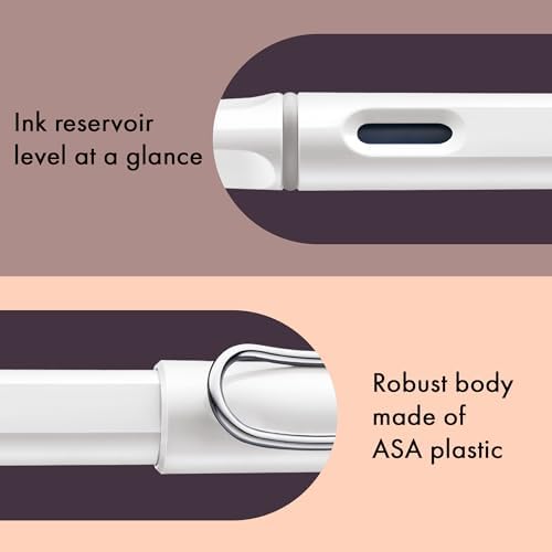 LAMY safari white - Fountain Pen with ergonomic grip & polished steel nib in size F - ideal for any Writing & Calligraphy - including LAMY T 10 blue cartridge - Right-Handed