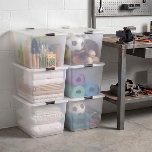 IRIS USA 6-Pack 55 Quart Clip Box with Latching Lid