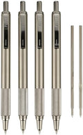 Zebra Pen STEEL F-701 Retractable Ballpoint Pen, Black Ink, 0.8mm, 4-Pack