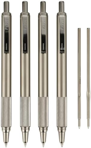 Zebra Pen STEEL F-701 Retractable Ballpoint Pen, Black Ink, 0.8mm, 4-Pack