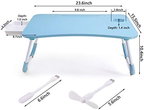 Slendor Bed Desk for Laptop and Writing with Storage, Cup Holder, Light