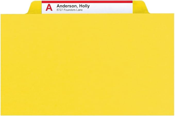 Smead Pressboard File Folder, 1/3-Cut Tab, 1" Expansion, Letter Size, Yellow, 25 per Box (21562)