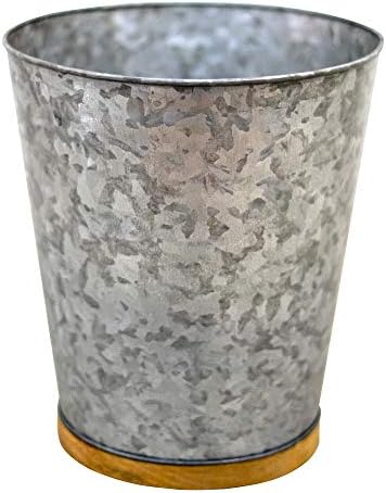 nu Steel Confetti Collection Galvanized Sheet and Real Wood Wastebasket Perfect for Home & Bathroom Accessories