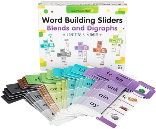 Really Good Stuff Word Building Sliders, Blends & Digraphs - Set of 27