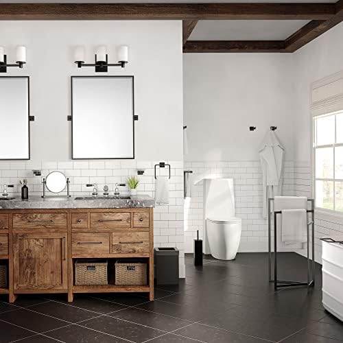 Gatco Small Bathroom Trash Can With Lid, Square 3 Gallon Stainless Steel Wastebasket, Under Sink, Matte Black, For Bathroom, Bedroom, Office (1915)