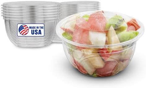 MT Products Plastic Acai Fruit Bowl 16 oz. - Disposable Salad Bowl with Lids (Pack of 5) - Made in the USA