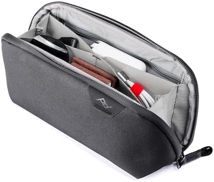 Peak Design Small Tech Pouch, Black, Electronics Organizer for Travel or Everyday Carry, Origami-Style Storage, Cable Pass-Through, Weatherproof Recycled Nylon, Gear Carry Bag for Men and Women