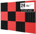 Acoustic Foams Panels 24 Pack 2" x 12"x 12" Sound Proof Foam Panels for Walls High Density and Fire Resistant Soundproofing Panels Soundproof Studio Wedges Sound Dampening Panels