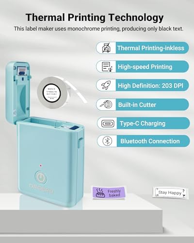 ORGBRO Label Maker, Bluetooth Label Maker Machine with Tape, X1-Blue