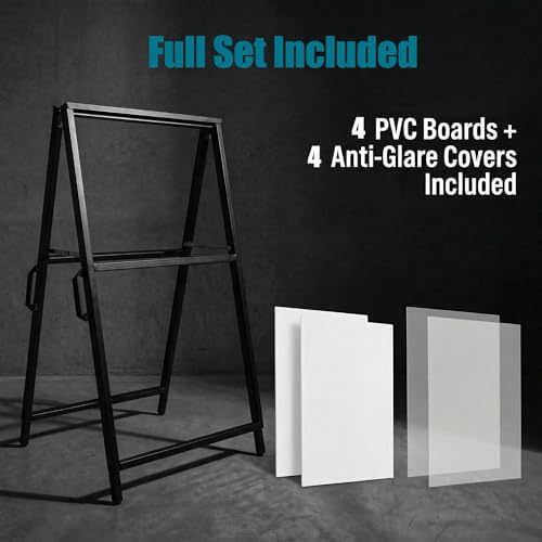 A Frame Sidewalk Sign 24x36 inches Sandwich Board Signs Outdoor Heavy Duty Double-Sided,including 2 Corrugated Boards 2 Anti-Glare for Business Indoor Outdoor (2PACK)
