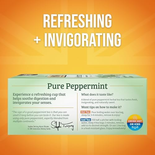 Twinings Pure Peppermint Caffeine-Free Tea Herbal Bags, 100 CT Box (1 Pack)