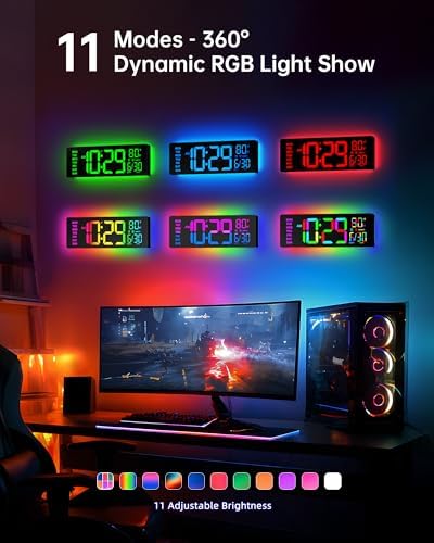 EASYERA 12" Digital Wall Clock for Classroom Livingroom Game Home Decor