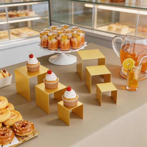 Display Stand & Risers, 6 Pcs Set Metal Rectangular Cupcake Stands