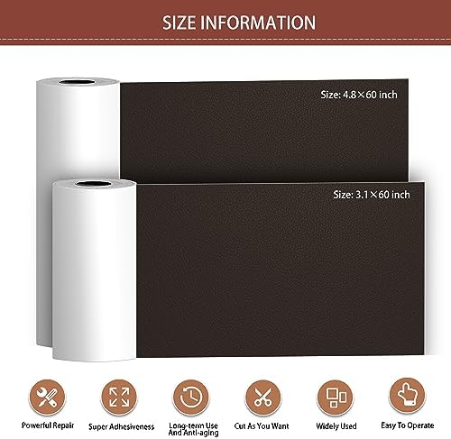 Leather Repair Patch Tape Kit, Self Adhesive Leather Repair for Furniture, Couch, Sofa, Car Seats,Office Chair,Vinyl Repair Kit.4.8inx60in