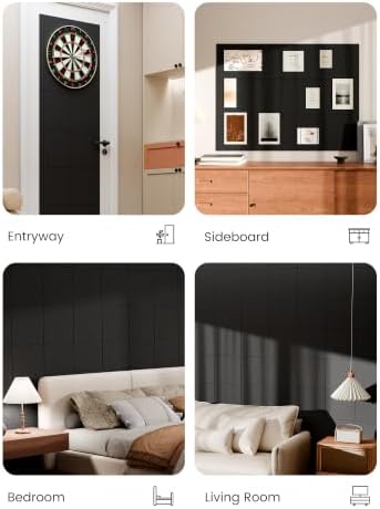 Bumusty 48"x 36" Large Felt Bulletin Board Tiles, Black
