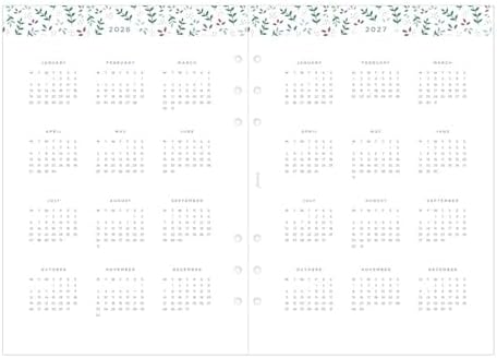 Filofax Calendar Diary Refill, A5 Size, Week-to-View, Garden Minimal Diary Pack, Multilingual: Five Languages, 2026 (C68592-26)