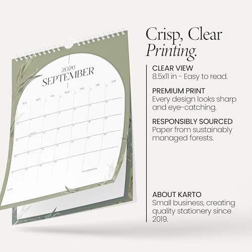 Karto Wall Calendar 2026-2027 8.5x11 in - Boho Greenery