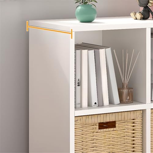 Lateral Filing Lumber Bookshelves Shelves Solid Wood Bookshelf, Floor-standing Storage Rack, Low Bookcase, Cube Storage Unit, Household TV Cabinet, Bay Window Cabinet White 63"L x 9"W x 26"H