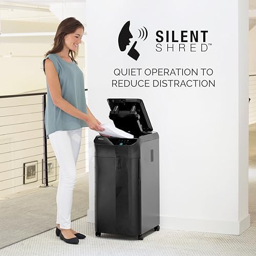 Fellowes AutoMax 600M 2-in-1 Heavy Duty Auto Feed Commercial Paper Shredder with Micro-Cut, Black