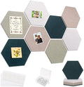 Hexagon Cork Board for Walls Decor, 8 Pack 12" x 10" Felt Bulletin Board Tiles with 30 Pushpins, 50 Adhesive Tabs for Office & Home Pin Board Felt Board, Notes Photos and DIY Classroom Decor
