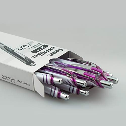 Pentel EnerGel Pearl Deluxe RTX Retractable Liquid Gel Pen, (0.7mm), Accent, Violet Ink, Box of 12 (BL77PW-V)
