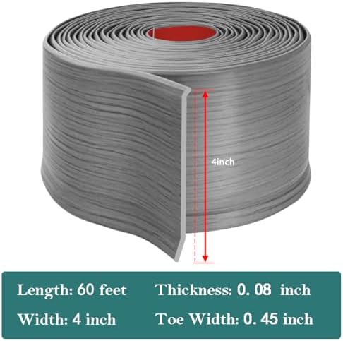 LSGCQ Vinyl Baseboard Molding Trim 4 Inch Self-Adhesive Vinyl Wall Base