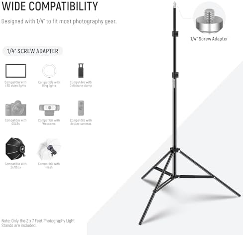 NEEWER Photography Light Stand, 7 Feet / 210cm Aluminum Alloy (2 Pieces)