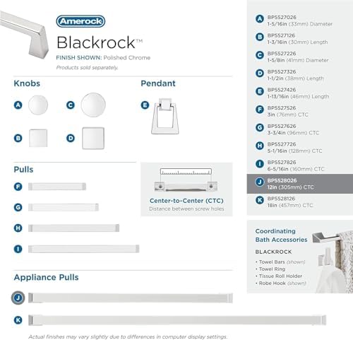 Amerock 12" Blackrock Polished Chrome Appliance Pull