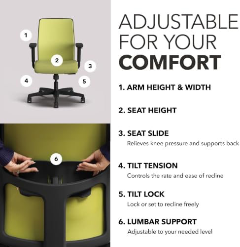 HON Ignition 2.0 Low Back Ergonomic Office Chair, Desk Chair, Pear