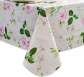 LIBERECOO Reinforced Vinyl Tablecloth with Flannel Backing Waterproof Oil-Proof Floral Plastic Table Cloth Stain-Resistant Wipeable Table Cover Not Stiff