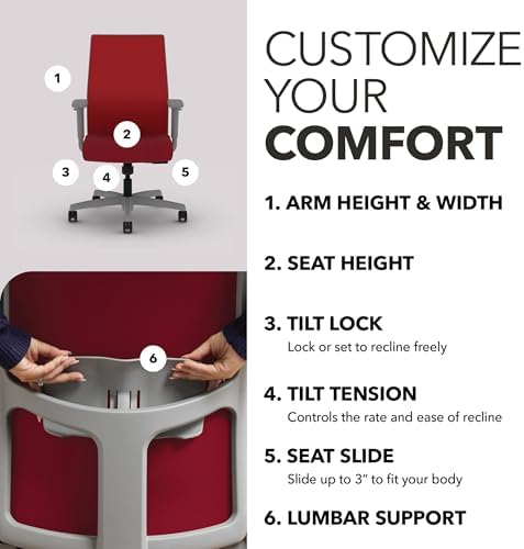 HON Ignition 2.0 Ergonomic Office Chair, Lumbar Support, Bullseye