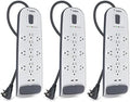 Belkin 12-Outlet USB Power Strip Surge Protector, Flat Plug, 6ft Cord (3,996 Joules), White - Pack of 3