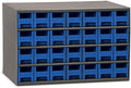 Akro-Mils Steel Garage Storage Cabinet, Small Parts Organizer Metal Cabinet for Hardware, Nails, Screws, Bolts, Nuts, and More, 17" W x 11" D x 11" H, 28-Drawer, Gray Cabinet/Blue Drawers (19228)