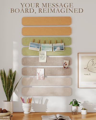 JBER Felt Strip Board 13" x 2", 8 Pack Cork Board Alternative, Harvest
