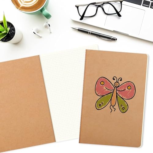 zmybcpack 12 Pack Kraft Graph Paper Notebook, A5 Size, 8.26"x5.5",