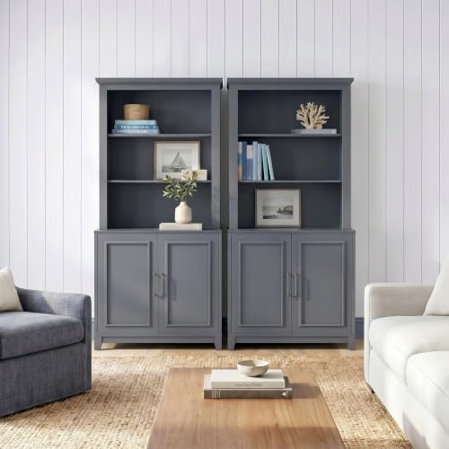 Martha Stewart Lily Pond 4-Piece Modular Cabinet and Hutch, Slate Blue