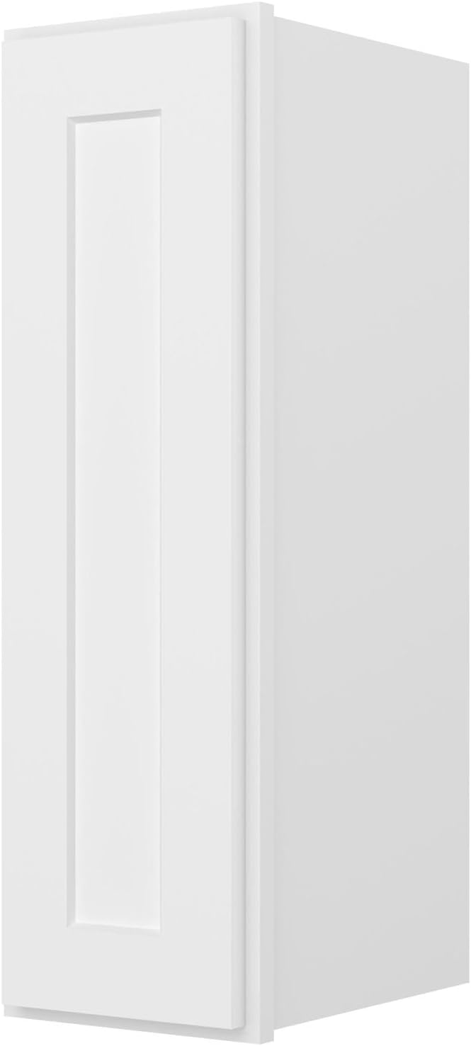 Furinno Shaker 3-Tier Wall Kitchen Cabinet, 1-Door, White | 12 D x 9 W x 30 H, Adjustable Hinges, Soft-Close Shaker-Style Door, Ready to Assemble, Plywood, for Pantry, Dining Room