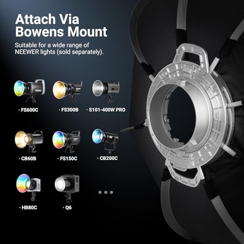 NEEWER Basics Octagonal Softbox Bowens Mount, 35.4'' Quick Release Soft Box Lighting Set with Grid, Compatible with Aputure 150c Compatible with Godox SL60w, for FS300C FS150B HB80C CB200C Q6, NS64P